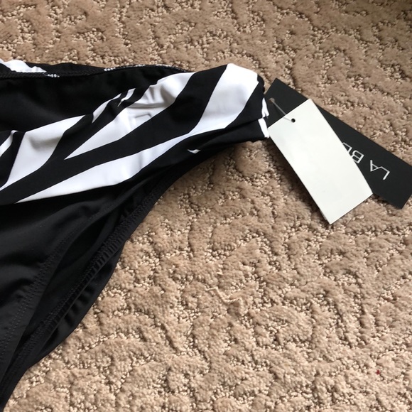 New La Blanca Sevilla shirred bikini bottom black white swim suit size 12 - Picture 5 of 6